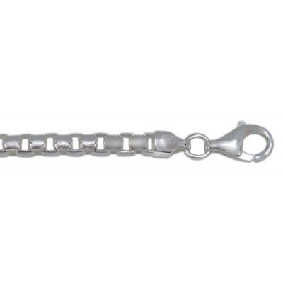 3.4mm Half Round Box Chain, 20" - 24" Length, Sterling Silver
